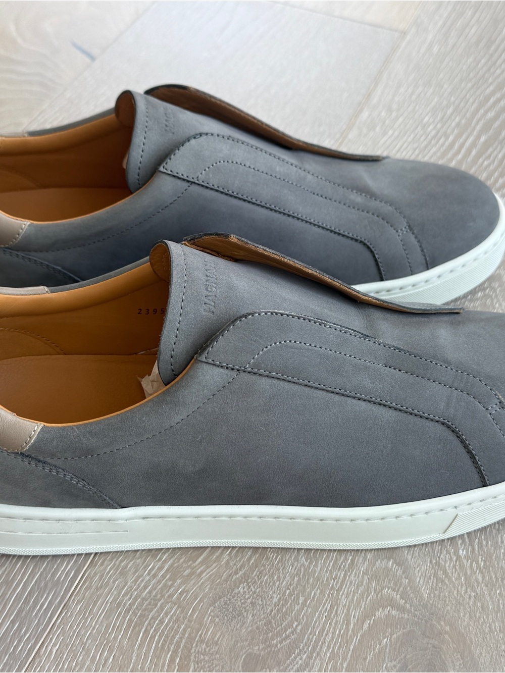 Magnanni Gray Suede Slip-On Sneakers with White Sole